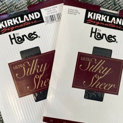 New 2 HANES CD Control Top Ultra Silky Sheer black E65 Kirkland Signature lot
